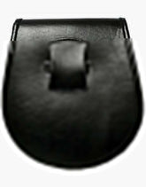 REAL SPORRAN IN BLACK LEATHER - Scottish Kilt Jacket™ USA-UK